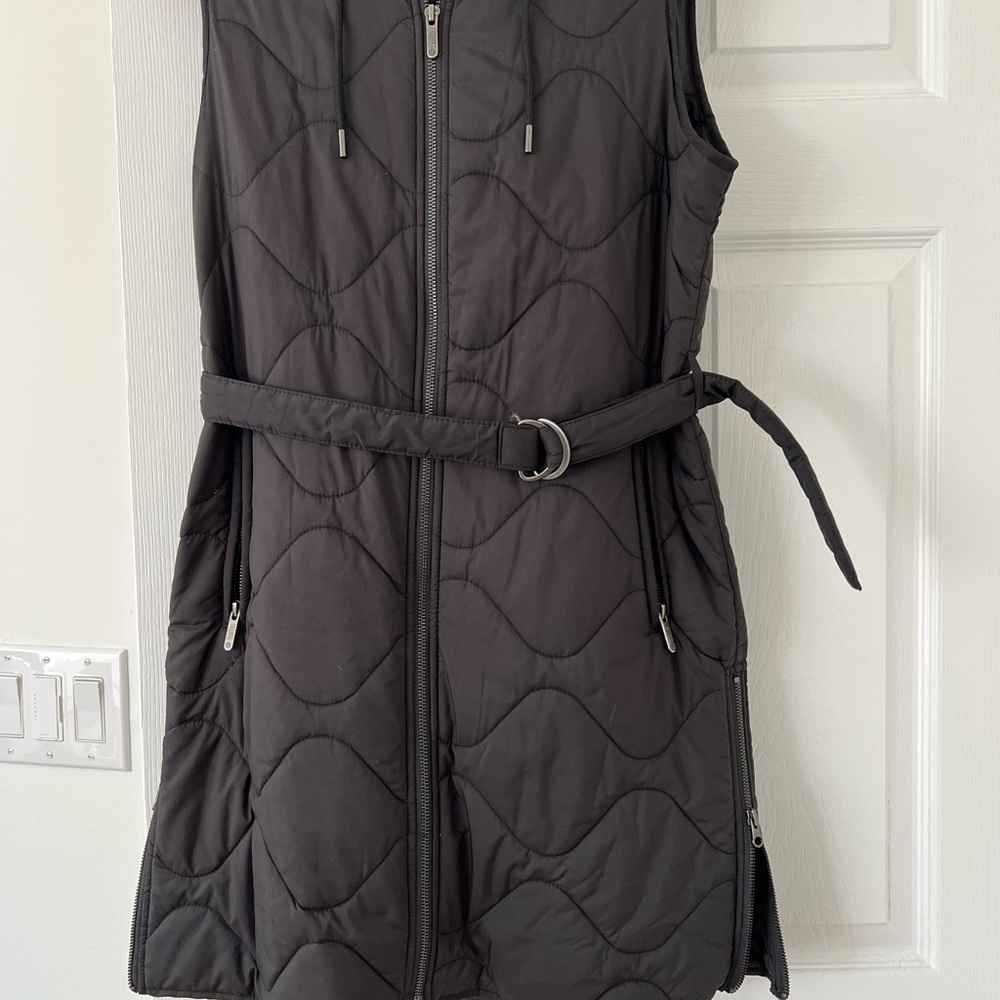 Black Quilted Vest with Belt